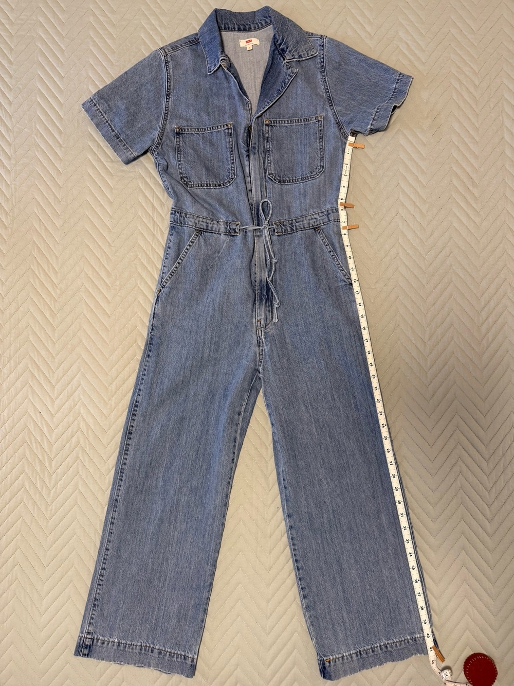 Levi's Light Blue Denim Jumpsuit with Point Collar - Picture 3 of 7